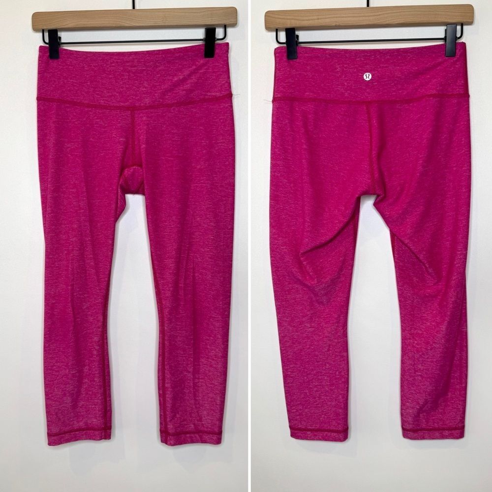 Lululemon Bright Heathered Pink crop leggings size 6